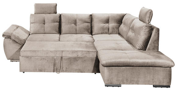 ECKSOFA  in Mikrovelours Creme  - Creme/Schwarz, KONVENTIONELL, Kunststoff/Textil (265/217cm) - Carryhome