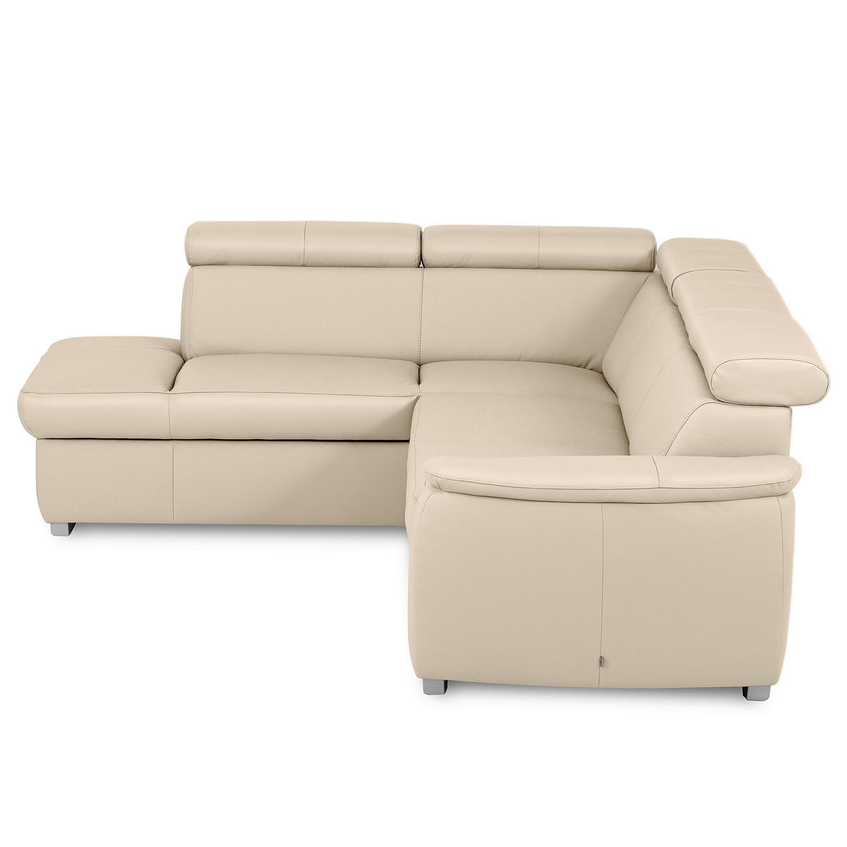 WOHNLANDSCHAFT  in Kombination Echtleder/Lederlook Grau  - Grau, Leder/Metall (211/262cm) - Celina Home
