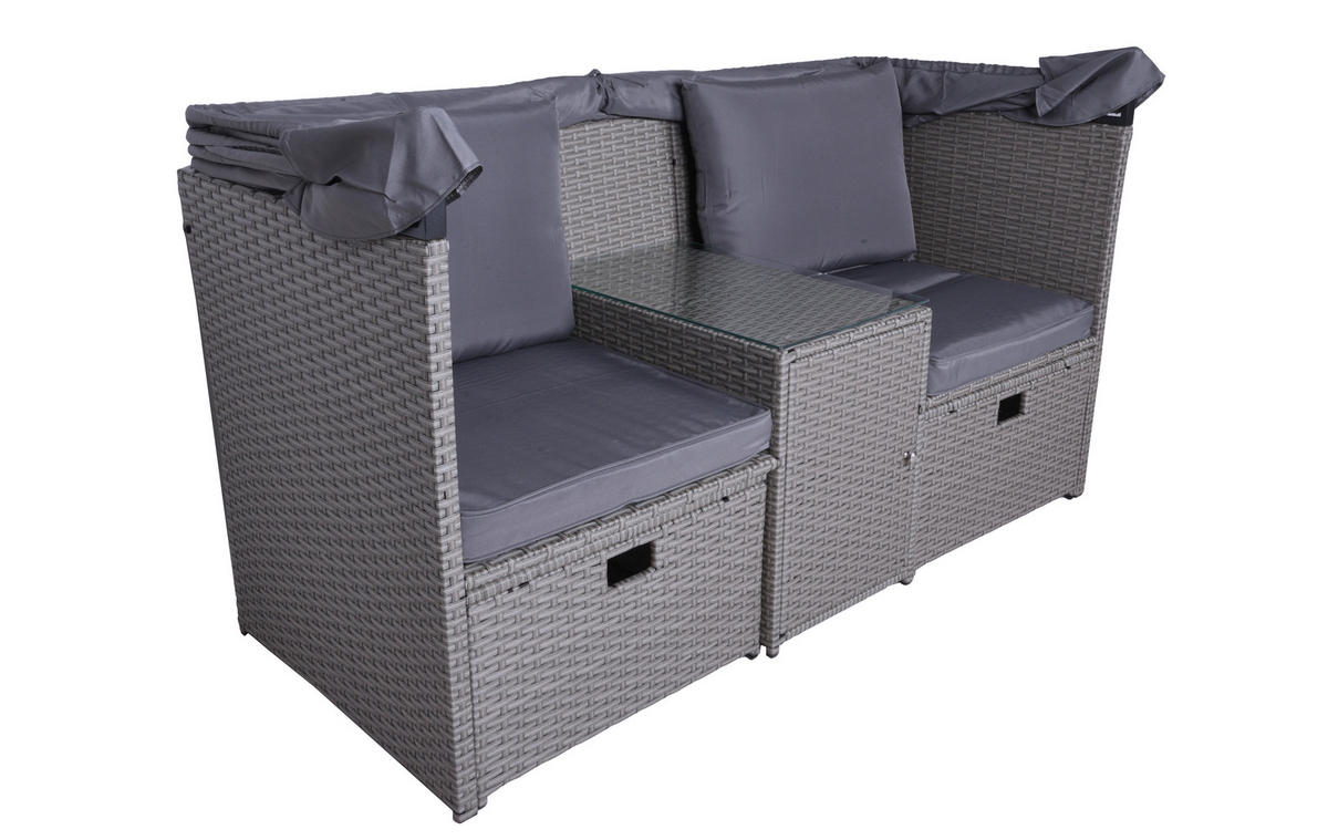 LOUNGEGARNITUR Stahl  - Grau/Grün, Basics, Kunststoff/Textil - Gardenson
