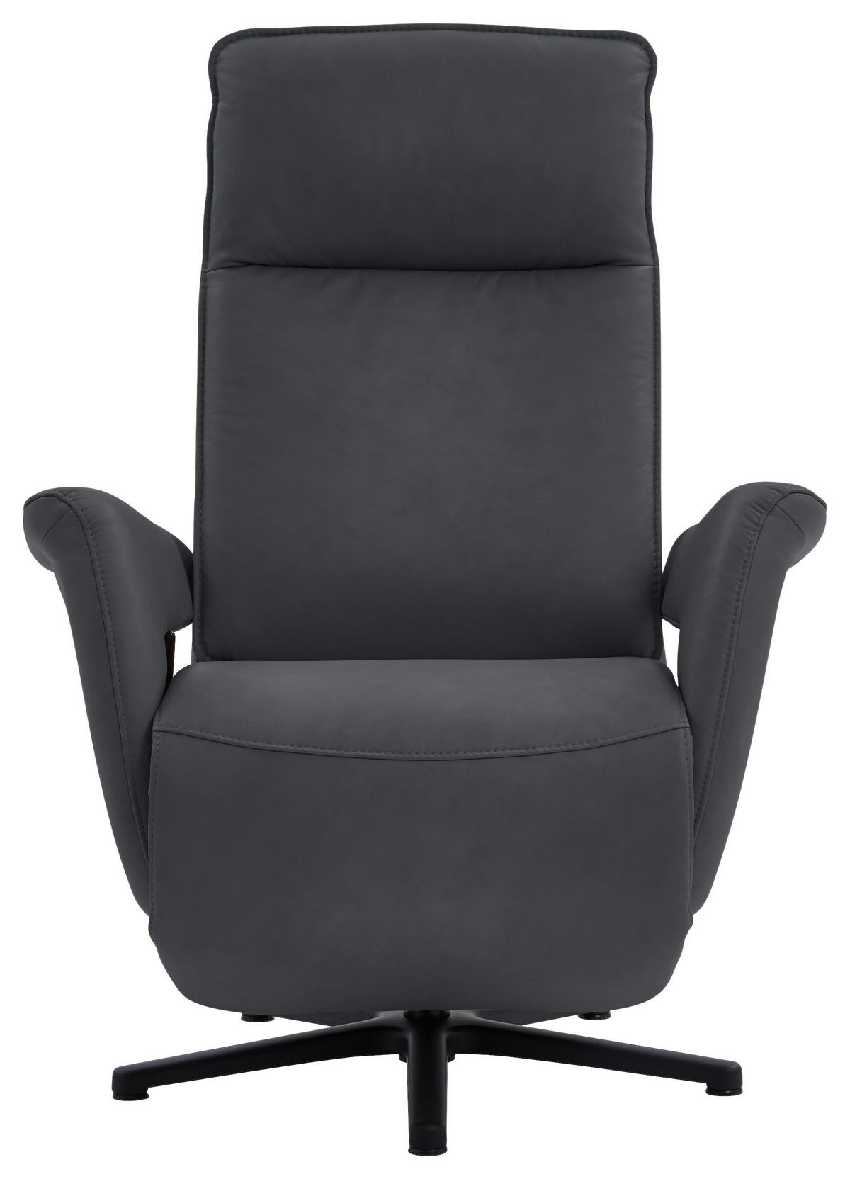 RELAXSESSEL in Leder Anthrazit  - Anthrazit/Schwarz, Design, Leder/Metall (83/112/87-174cm) - Valdera