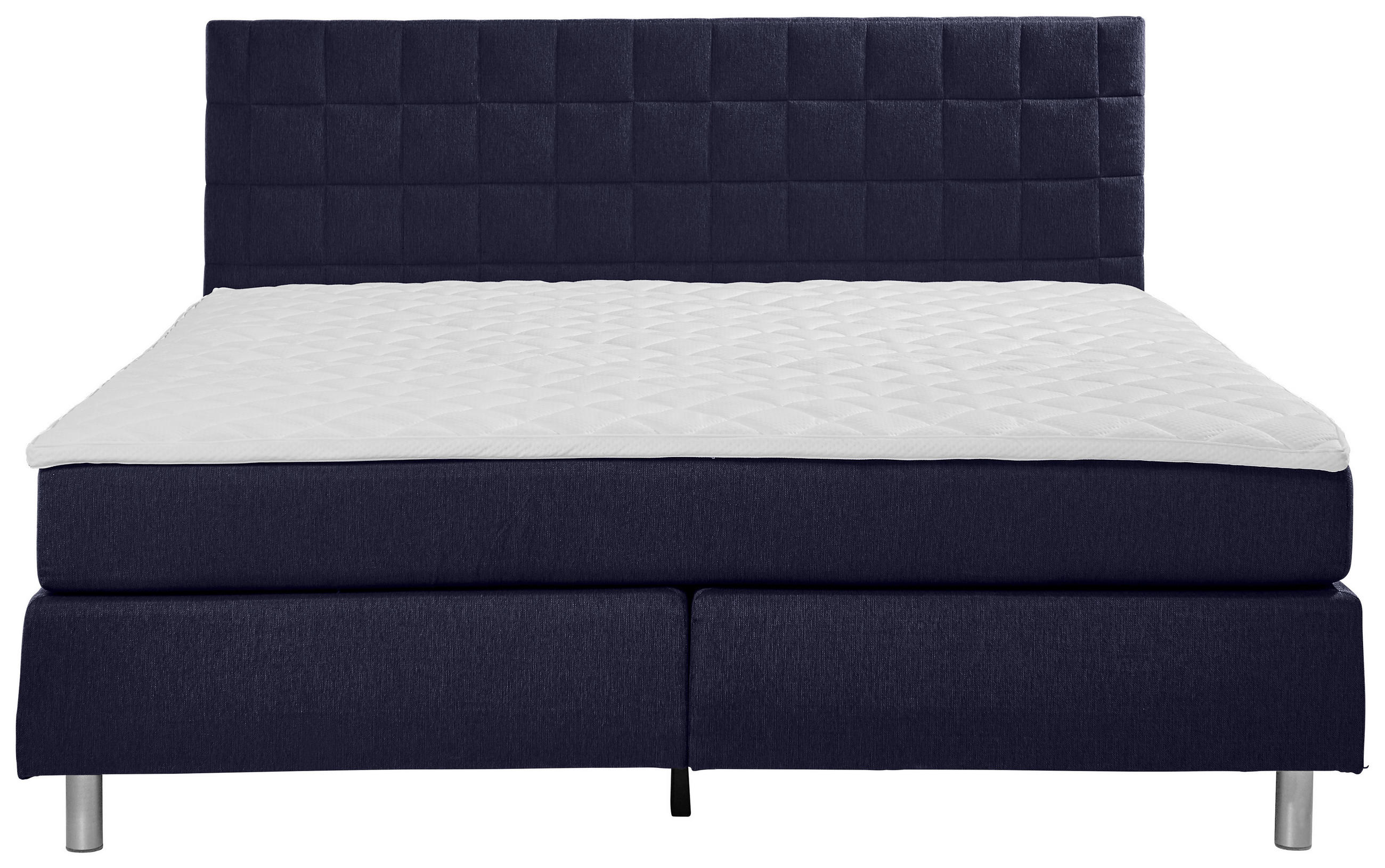 BOXSPRINGBETT 140/200 cm  in Dunkelblau  - Alufarben/Dunkelblau, KONVENTIONELL, Textil/Metall (140/200cm) - Carryhome