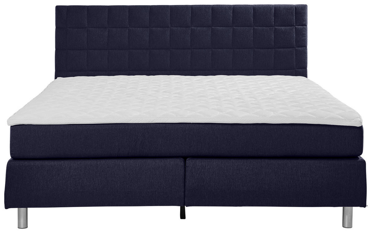 BOXSPRINGBETT 180/200 cm  in Dunkelblau  - Alufarben/Dunkelblau, Konventionell, Textil/Metall (180/200cm) - Carryhome