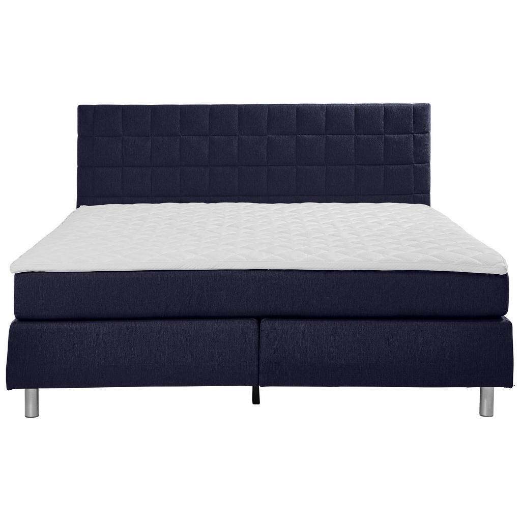 Thumbnail - Carryhome Boxspringbett, Dunkelblau, Textil, H2, 7-Zonen, Höhe ca. 17 cm, 160x200 cm, Topper durchgehend, Matratze in ve...