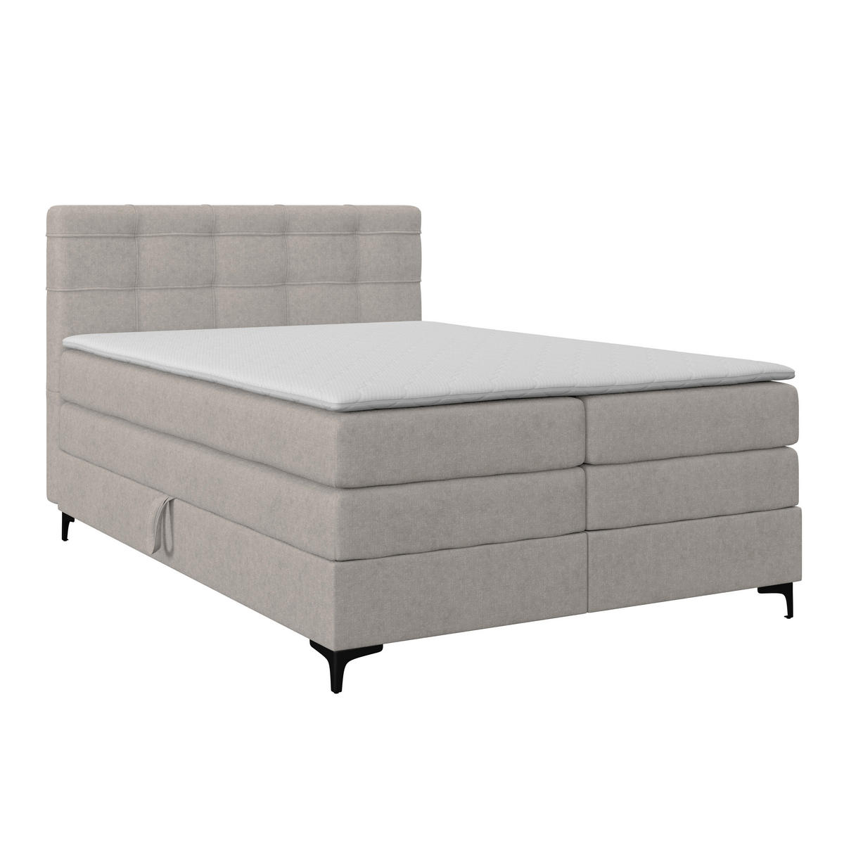 BOXSPRINGBETT 140/200 cm,  in Lavagrau, H3 = fest  - Lavagrau/Schwarz, KONVENTIONELL, Kunststoff/Textil (140/200cm)