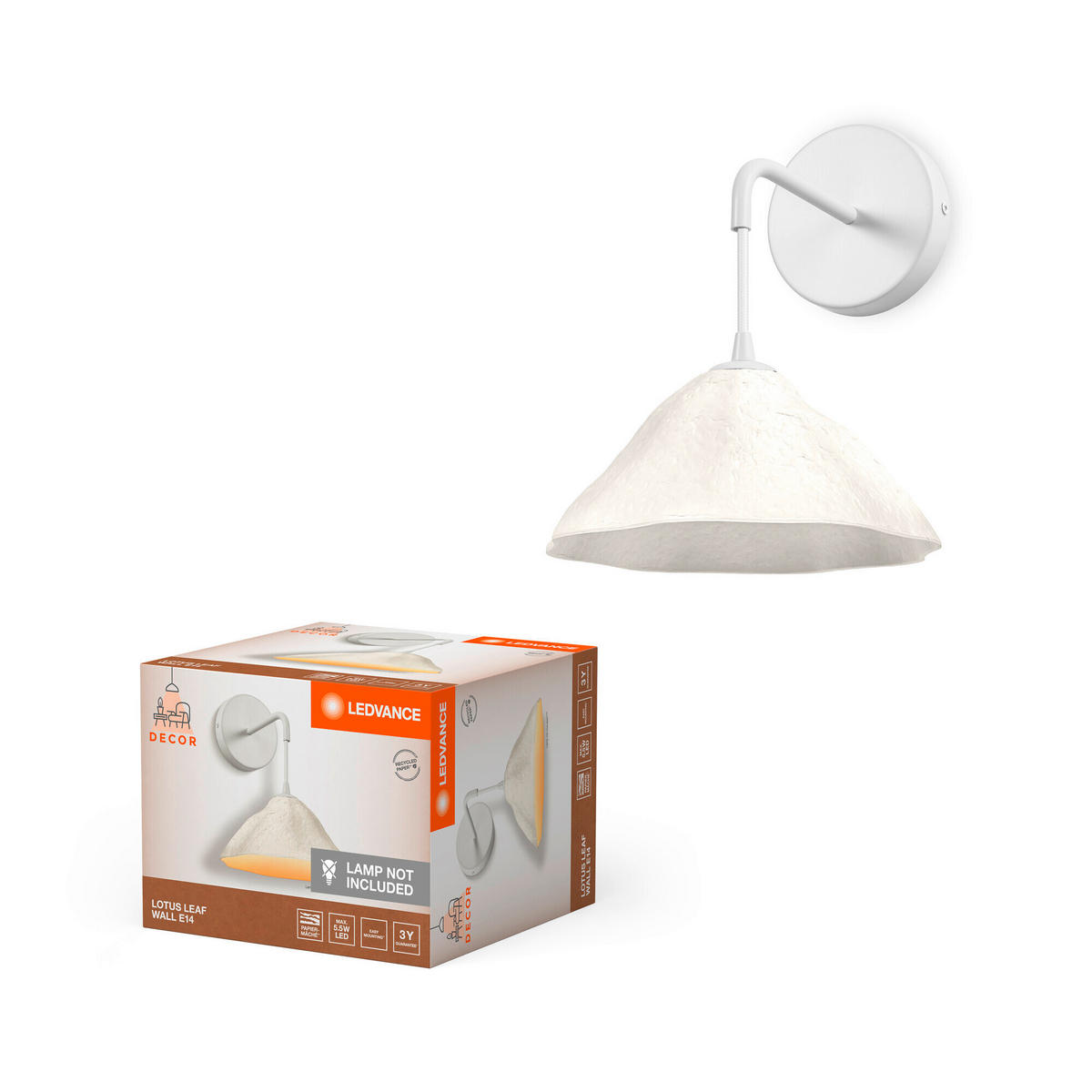 WANDLEUCHTE 21,9/27,2/26 cm   - KONVENTIONELL, Papier/Metall (21,9/27,2/26cm) - Ledvance