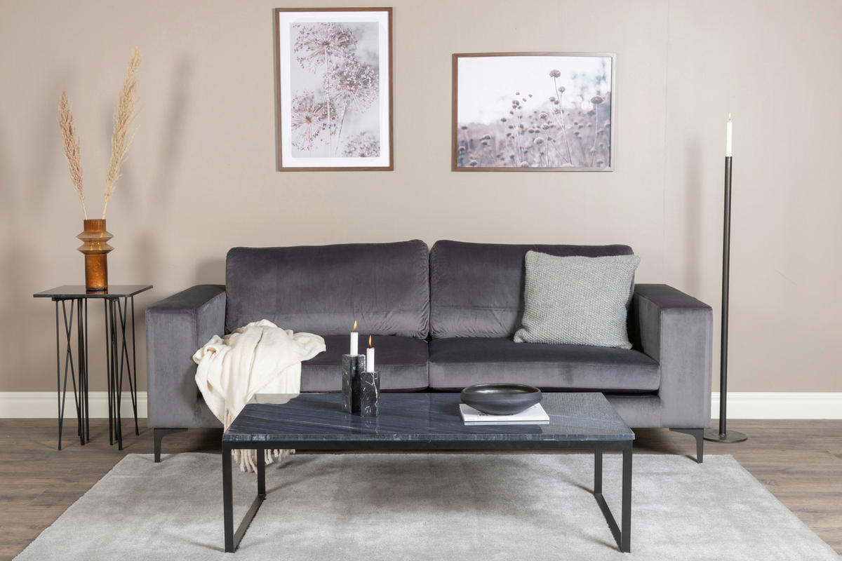 2-SITZER-SOFA Schwarz, Dunkelgrau  - Dunkelgrau/Schwarz, Design, Kunststoff/Textil (215/84/88cm) - Livetastic