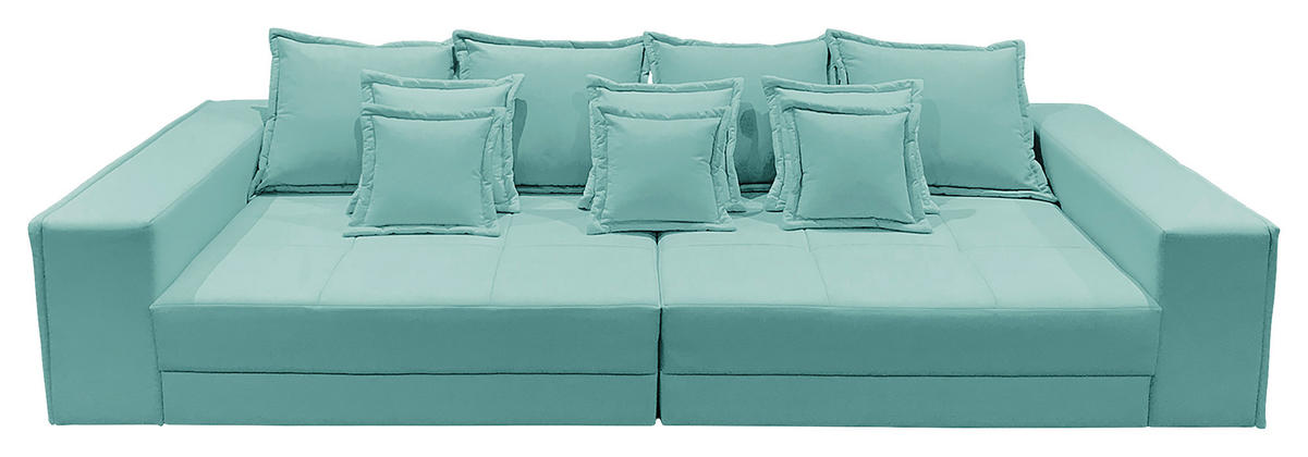 BIGSOFA in Textilgeflecht Hellblau  - Schwarz/Hellblau, Design, Kunststoff/Textil (289/85/110cm) - Livetastic