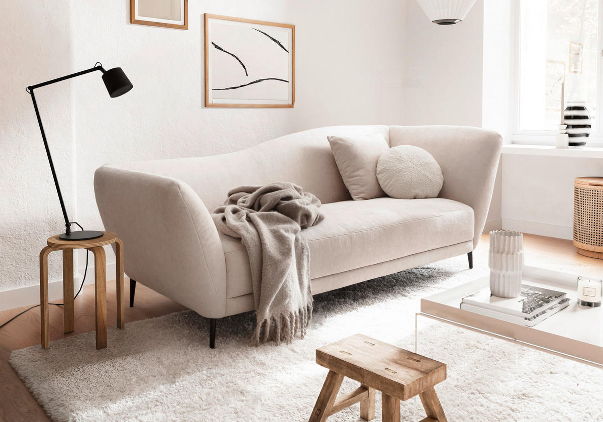 RÉCAMIERE Naturfarben Chenille Zierkissen, Rücken echt  - Schwarz/Naturfarben, KONVENTIONELL, Textil/Metall (224/70/97cm) - Hom`in