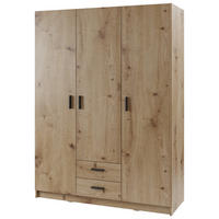 ŠATNÍ SKŘÍŇ S OTOČNÝMI DVEŘMI, dub artisan, 141,2/190/52,1 cm - černá/dub artisan, Konvenční, kompozitní dřevo/plast (141,2/190/52,1cm) - Cantus