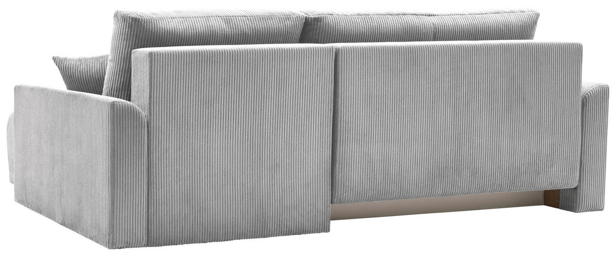 ECKSOFA KIMMY Hellgrau Cord Zierkissen, Rückenkissen, Bettkasten  - Hellgrau/Schwarz, Design, Kunststoff/Textil (233/146cm) - P & B