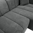 ECKSOFA Dunkelgrau Cord Zierkissen, Rücken echt  - Dunkelgrau/Schwarz, KONVENTIONELL, Kunststoff/Textil (250/162cm) - Carryhome