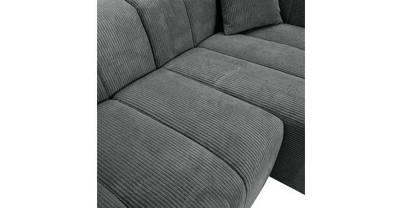 ECKSOFA Dunkelgrau Cord Zierkissen, Rücken echt  - Dunkelgrau/Schwarz, KONVENTIONELL, Kunststoff/Textil (250/162cm) - Carryhome