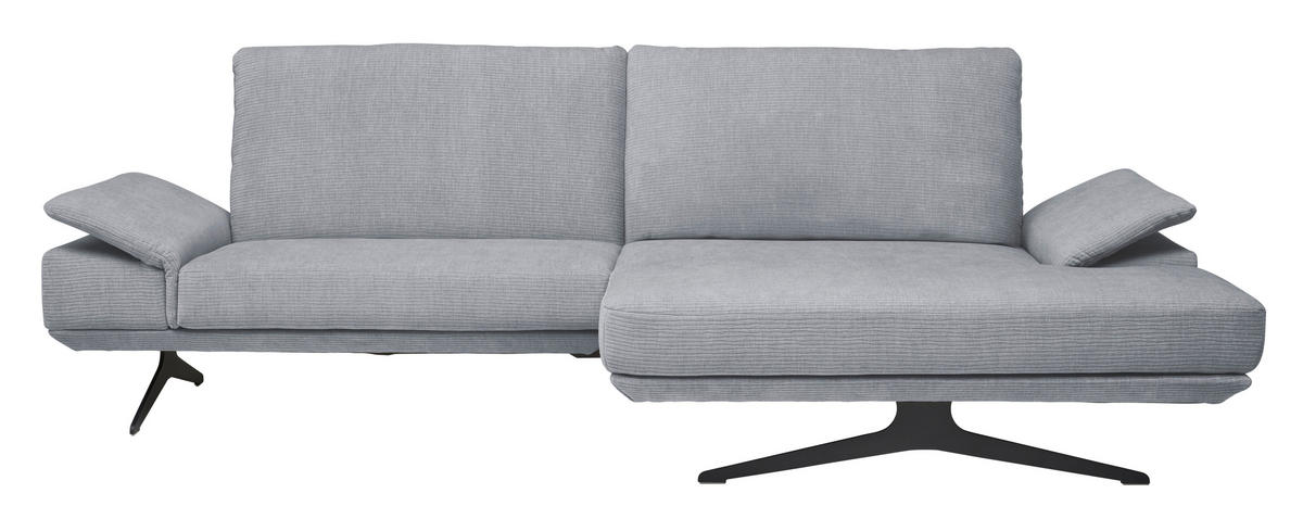 ECKSOFA in Flachgewebe Grau  269/155 cm  - Schwarz/Grau, Design, Textil/Metall (269/155cm) - Koinor