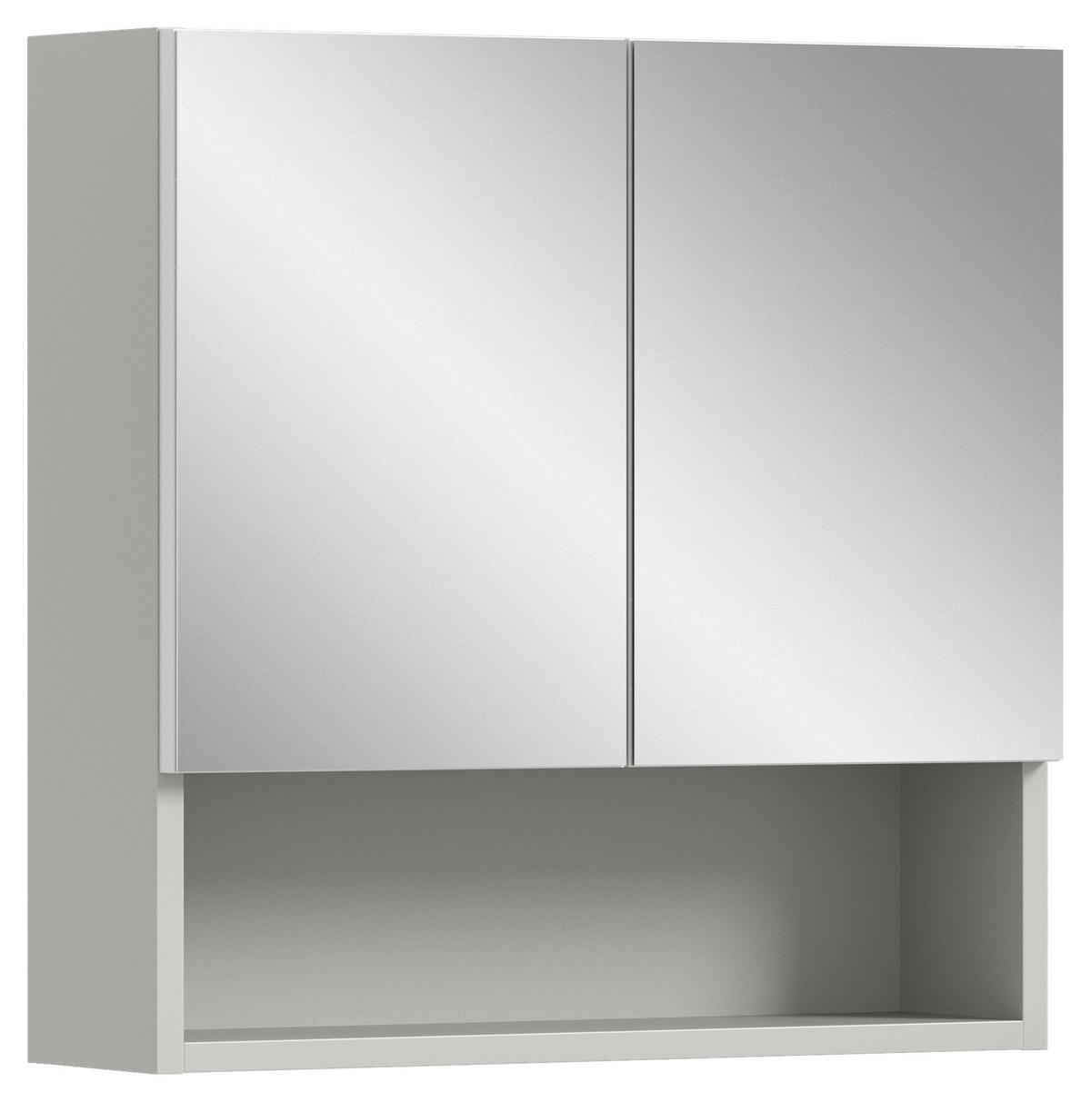 ZRCADLOVÁ SKŘÍŇKA, šedá, 55/55/17 cm - šedá, Moderní, kompozitní dřevo/sklo (55/55/17cm) - MID.YOU