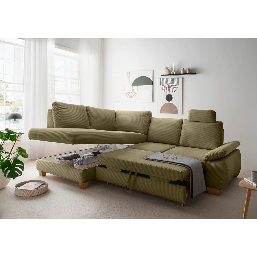 Thumbnail - Livetastic Eckschlafsofa, Olivgrün, Textil, 4-Sitzer, 261x206 cm, Liegefunktion, Rücken echt, Armteil rechts, Wohnzimmer...