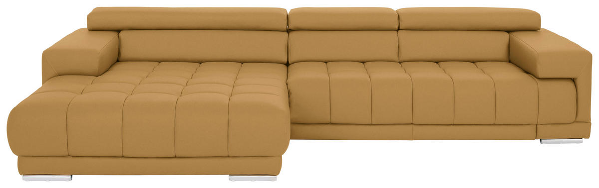 ECKSOFA in Echtleder Gelb  - Chromfarben/Gelb, Design, Leder/Metall (190/330cm) - Beldomo Speed
