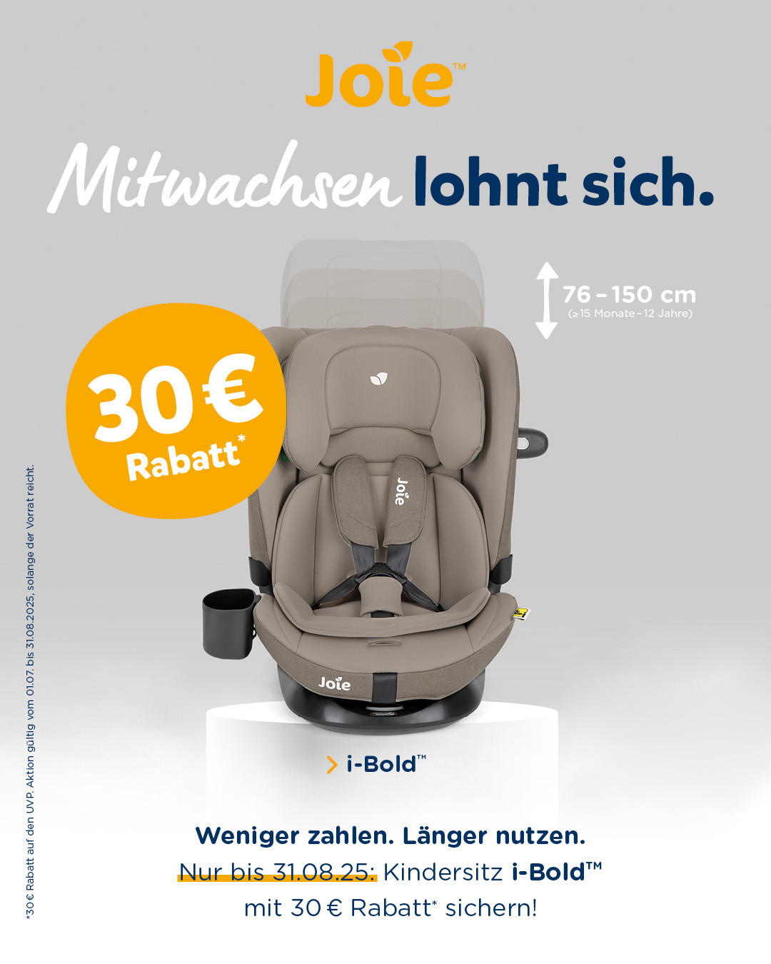 KINDERAUTOSITZ I-BOLD R129  - Hellbraun, Basics, Textil (45,5/82/53cm) - Joie