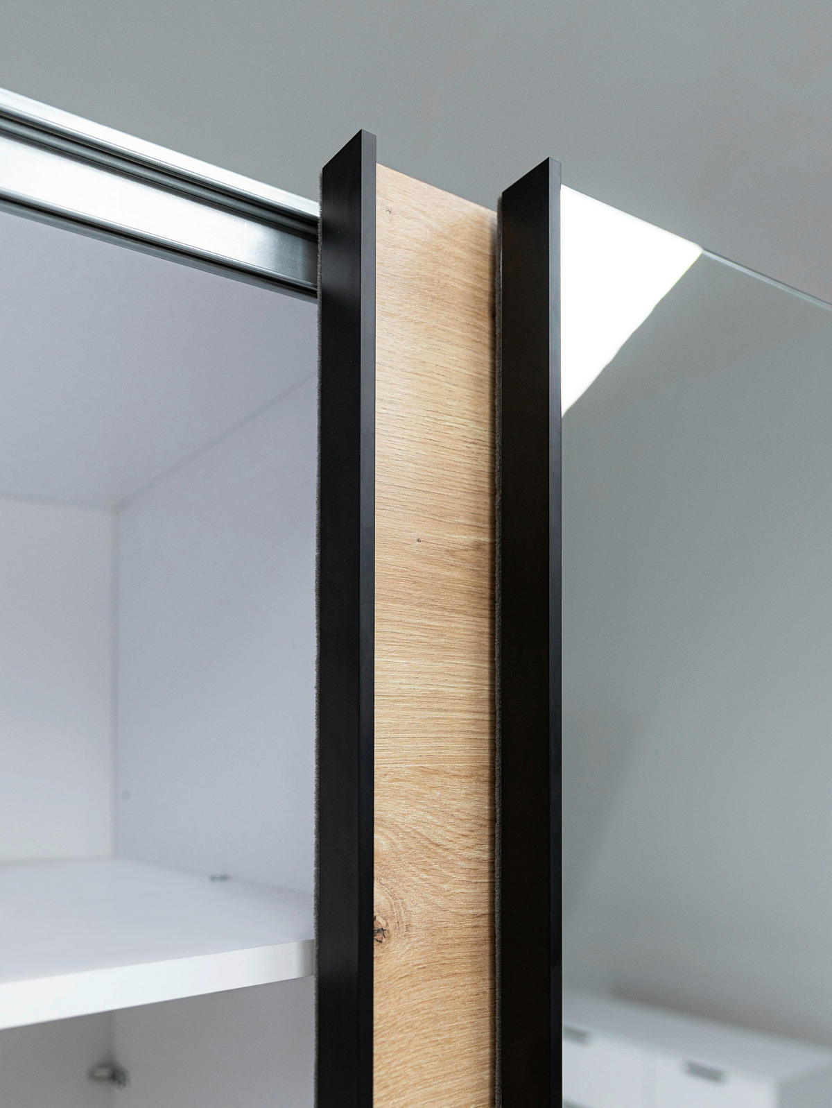 SCHIEBETÜRENSCHRANK 2-türig Eiche Artisan  - Schwarz/Eiche Artisan, MODERN, Holzwerkstoff/Metall (215/205/61,5cm) - Boxxx