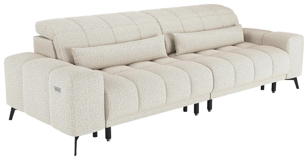 BIGSOFA Chenille Creme  - Creme/Schwarz, MODERN, Textil/Metall (300/112/121cm) - Xora