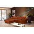 ECKSOFA Rostfarben Cord Zierkissen, Rückenkissen, Rücken echt  - Chromfarben/Rostfarben, KONVENTIONELL, Textil/Metall (225/335cm) - Carryhome