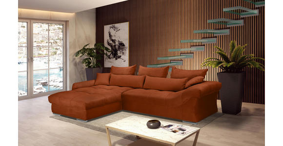 ECKSOFA Rostfarben Cord Zierkissen, Rückenkissen, Rücken echt  - Chromfarben/Rostfarben, KONVENTIONELL, Textil/Metall (225/335cm) - Carryhome
