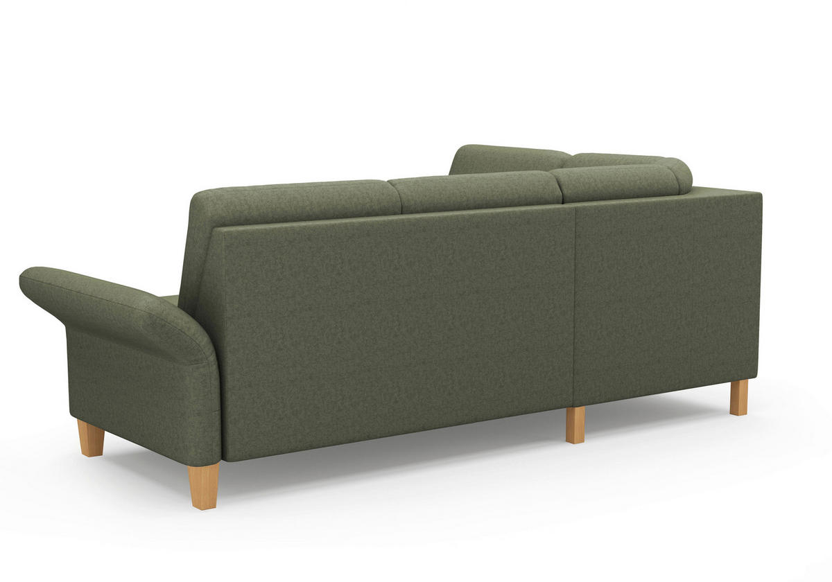 ECKSOFA in Flachgewebe Olivgrün  216/240 cm  - Eichefarben/Olivgrün, KONVENTIONELL, Holz/Textil (216/240cm) - Sit & More
