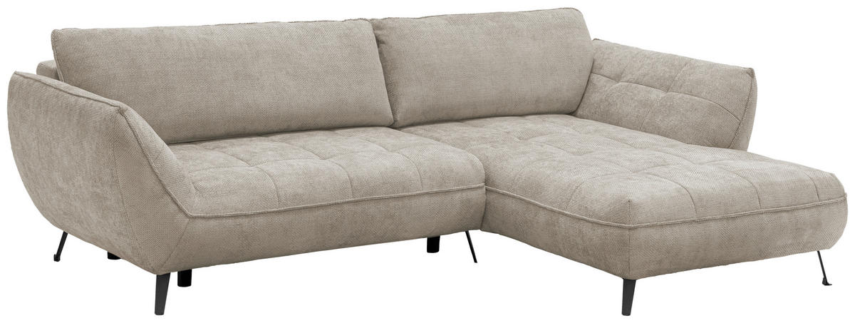 ECKSOFA in Struktur Sandfarben  - Sandfarben/Schwarz, Design, Textil/Metall (282/187cm) - Livetastic