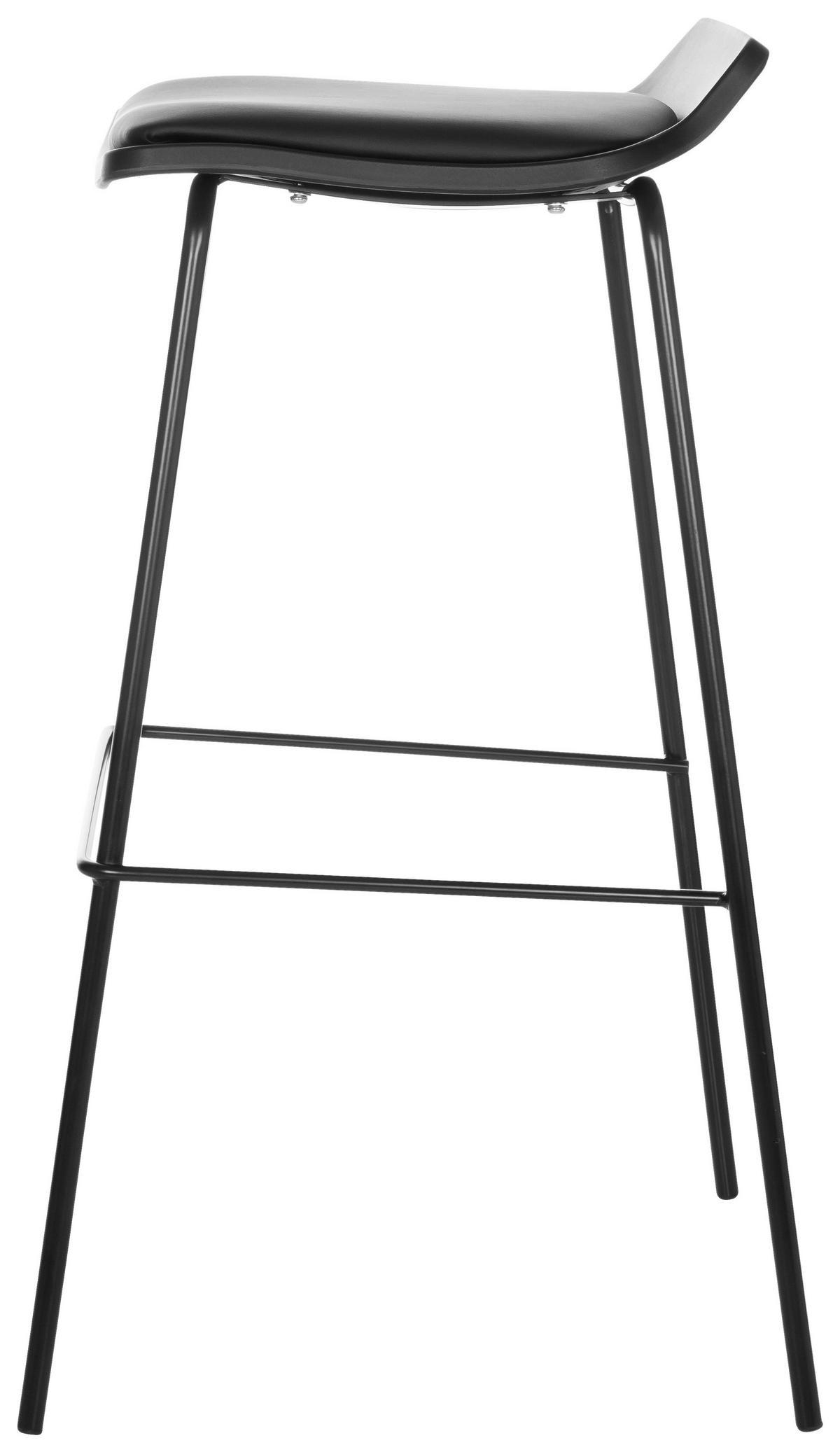 BARHOCKER Lederlook Schwarz stapelbar, abwischbar  - Schwarz, Basics, Textil/Metall (47/82/49cm) - MID.YOU
