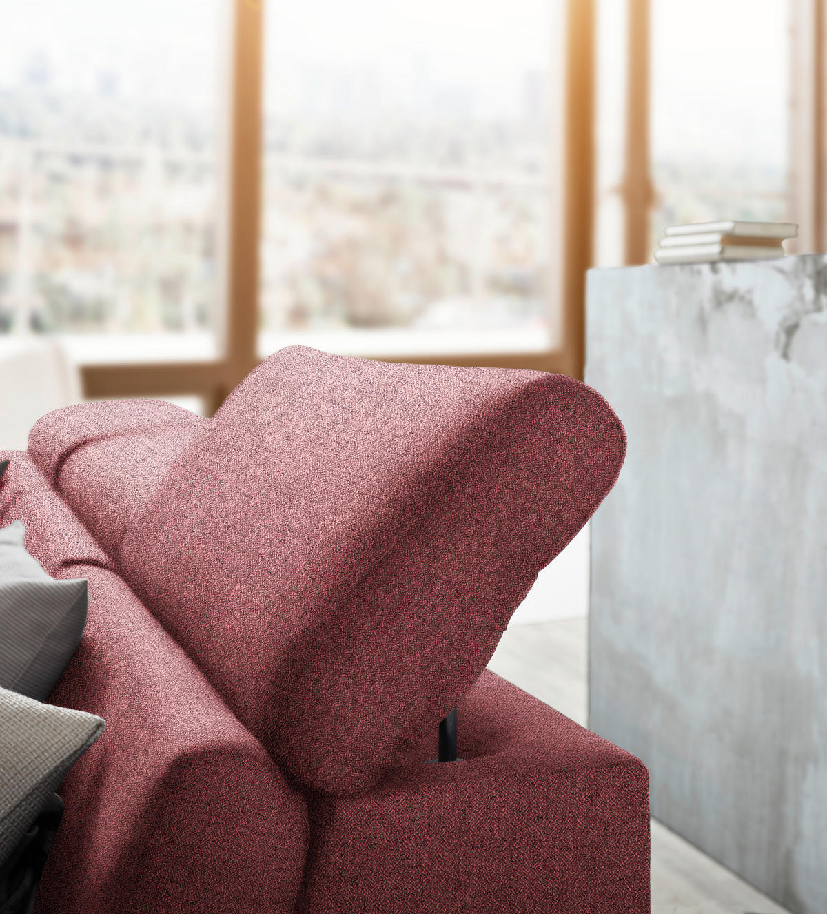 ECKSOFA inkl. Funktionen Hellrot Webstoff  - Hellrot/Silberfarben, Design, Textil/Metall (167/250cm) - Xora