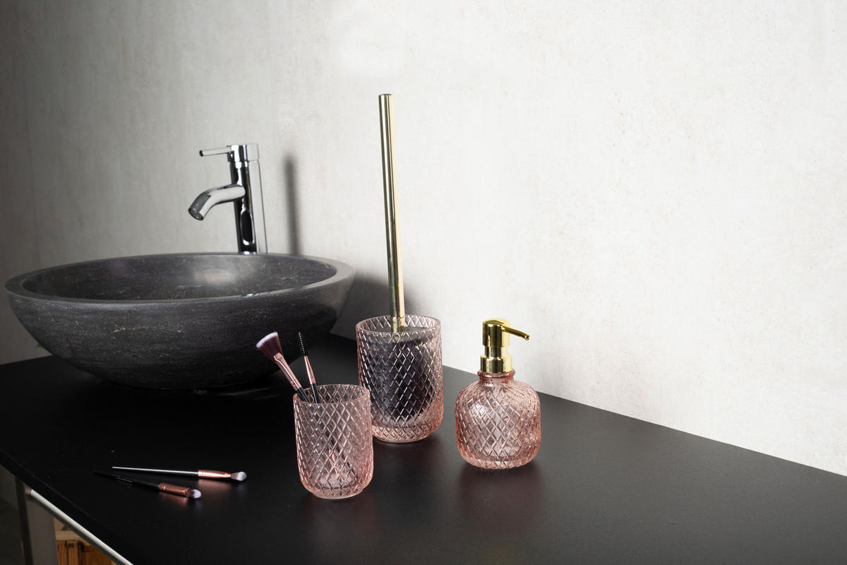 SEIFENSPENDER Kunststoff, Glas  - Transparent/Goldfarben, Basics, Glas/Kunststoff (9,5/17/9,5cm) - Sadena