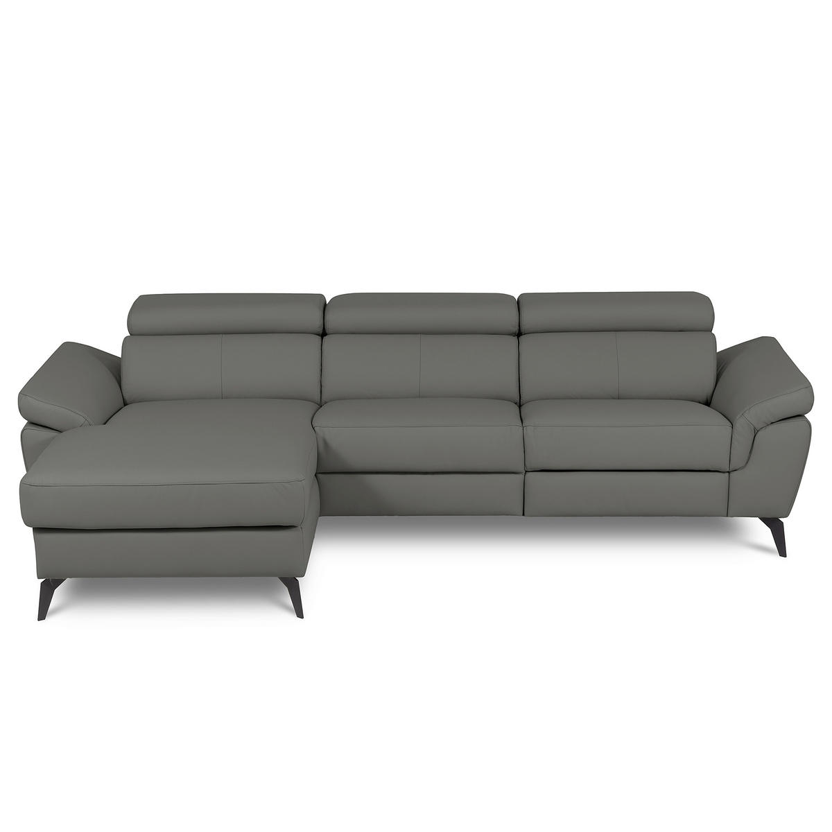 ECKSOFA Lederlook Echtleder Anthrazit  - Anthrazit/Schwarz, Design, Leder/Textil (179/252cm) - Livetastic