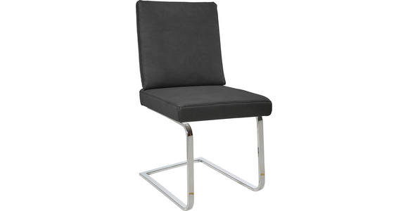 SCHWINGSTUHL in Stahl Mikrofaser - Chromfarben/Anthrazit, Design, Textil/Metall (46/92/60cm) - Dieter Knoll