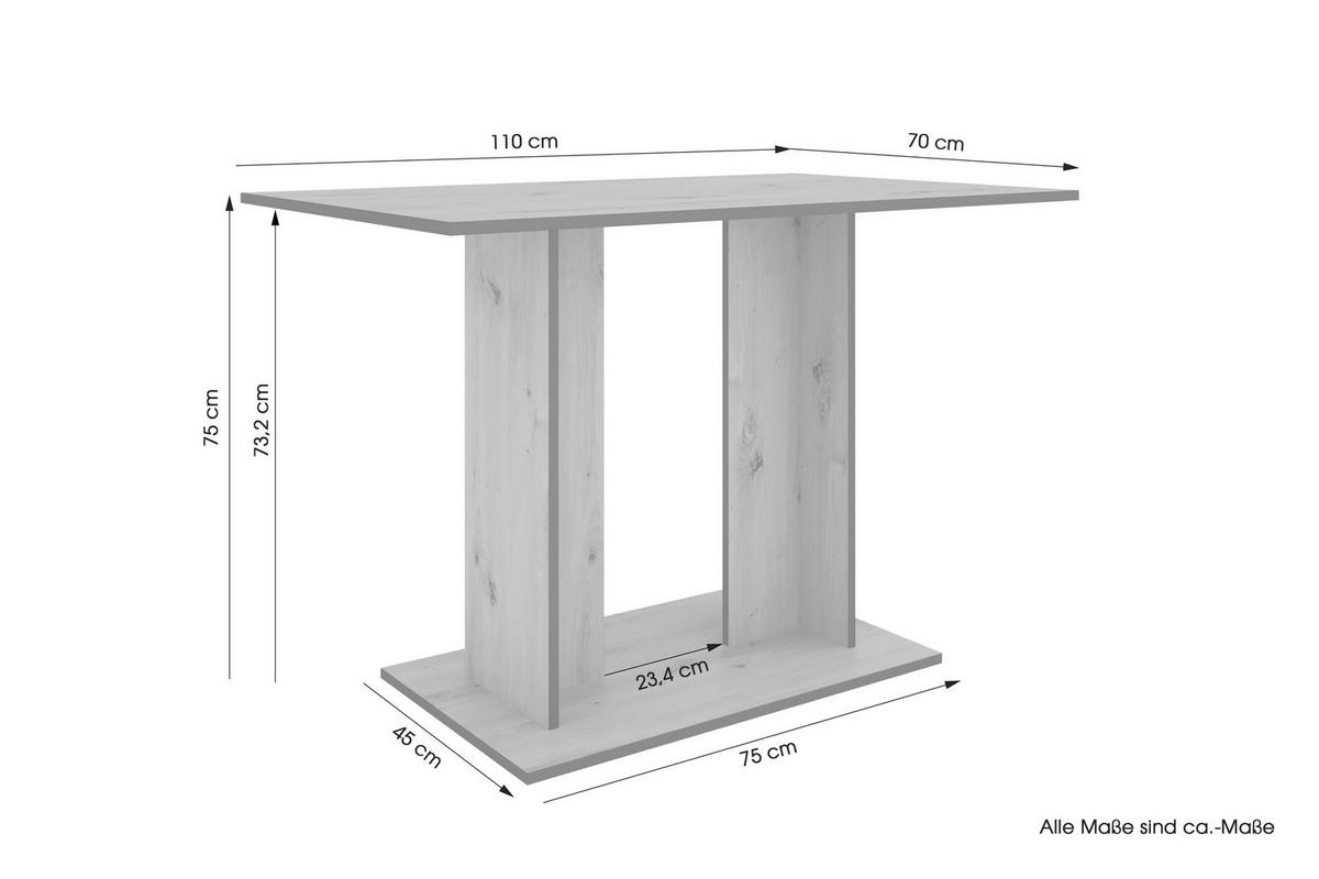 ESSTISCH 110/70/75 cm Nachbildung  Holzwerkstoff rechteckig Weiß  - Weiß, MODERN, Holzwerkstoff (110/70/75cm) - MID.YOU