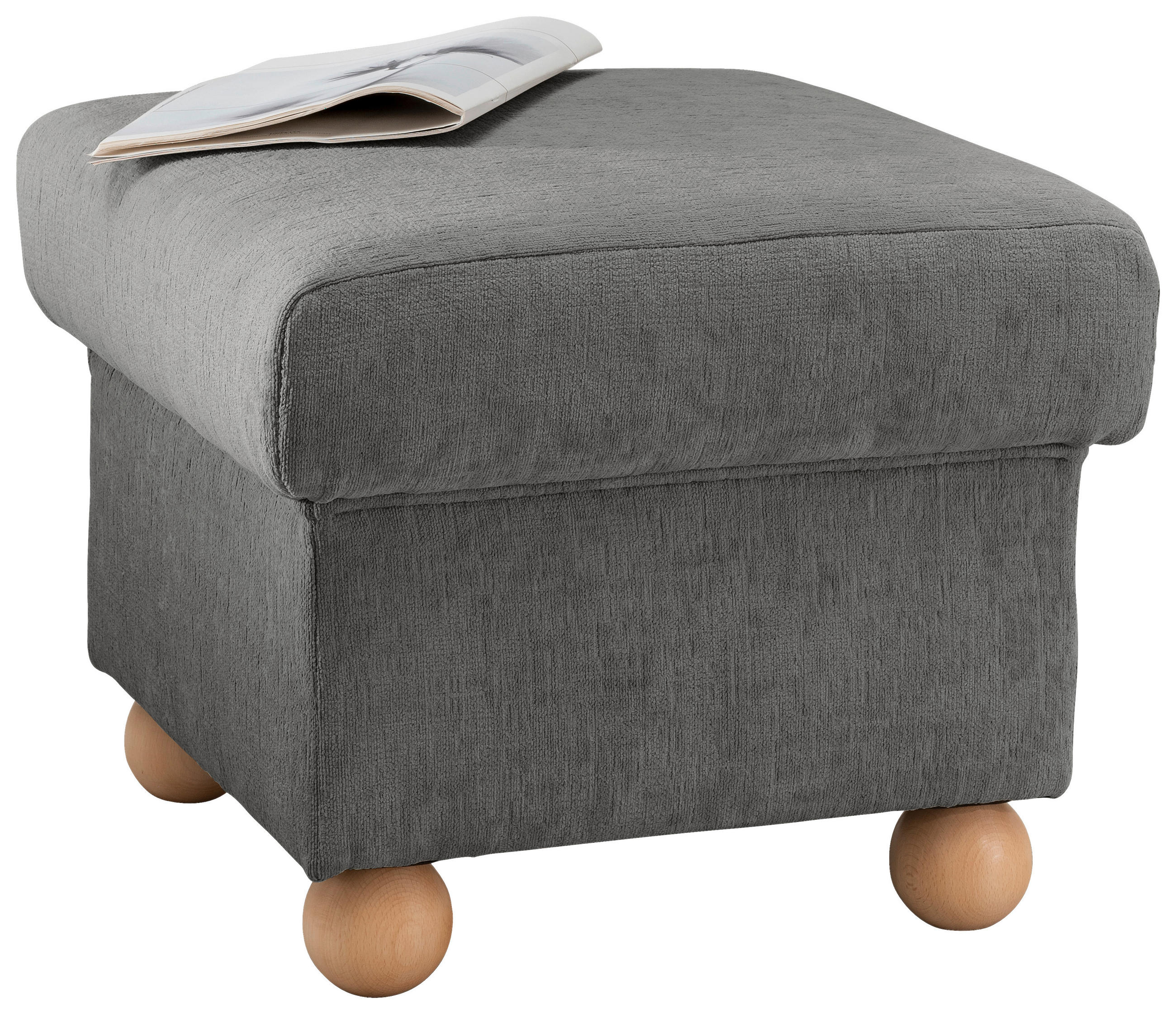 HOCKER Mikrofaser Graubraun  - Wildeiche/Graubraun, KONVENTIONELL, Holz/Textil (56/46/56cm) - Livetastic
