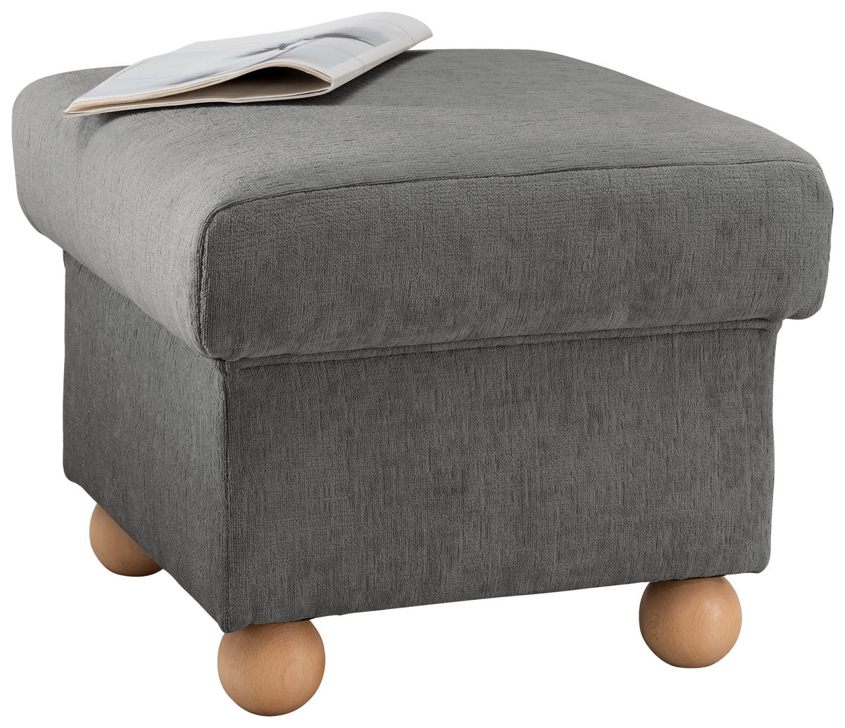 HOCKER in Textil Graubraun  - Wildeiche/Graubraun, KONVENTIONELL, Holz/Textil (56/46/56cm) - Livetastic