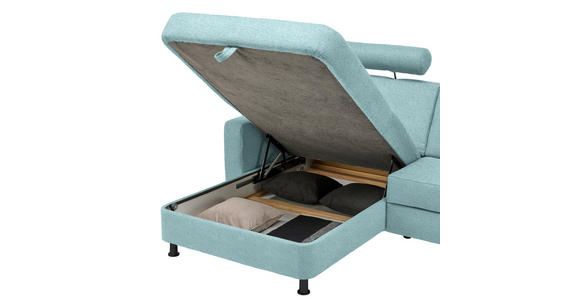 ECKSOFA in Webstoff Türkis  165/257 cm  - Türkis/Schwarz, Design, Kunststoff/Textil (165/257cm) - Xora