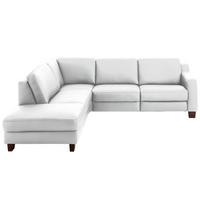 ECKSOFA in Echtleder Weiss  - Weiss/Eichefarben, Design, Leder/Holz (235/259cm) - Valdera