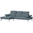 ECKSOFA Ottomane links, Eckteil  More_LZ Blau Webstoff  - Blau/Schwarz, Design, Textil/Metall (188/296cm) - Xora