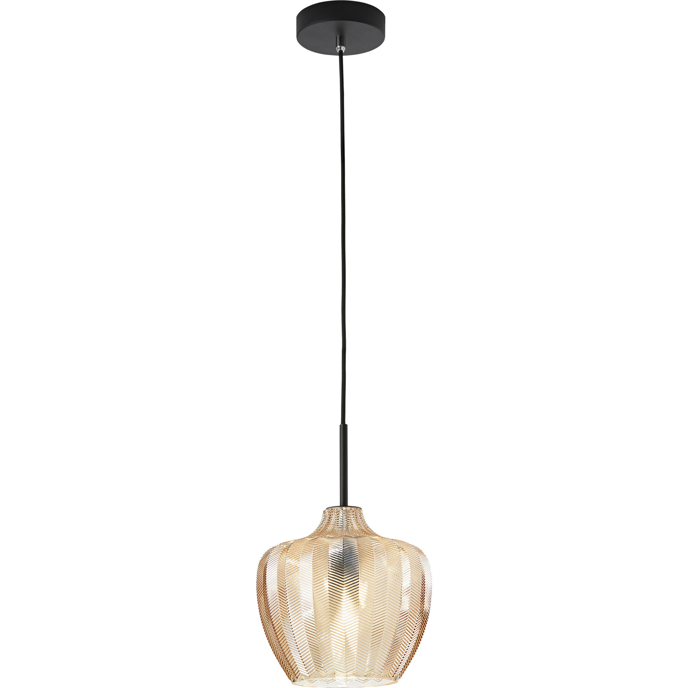 PENDELLEUCHTE Gallura 25/200 cm   - Schwarz, Design, Glas/Metall (25/200cm) - Fabas Luce