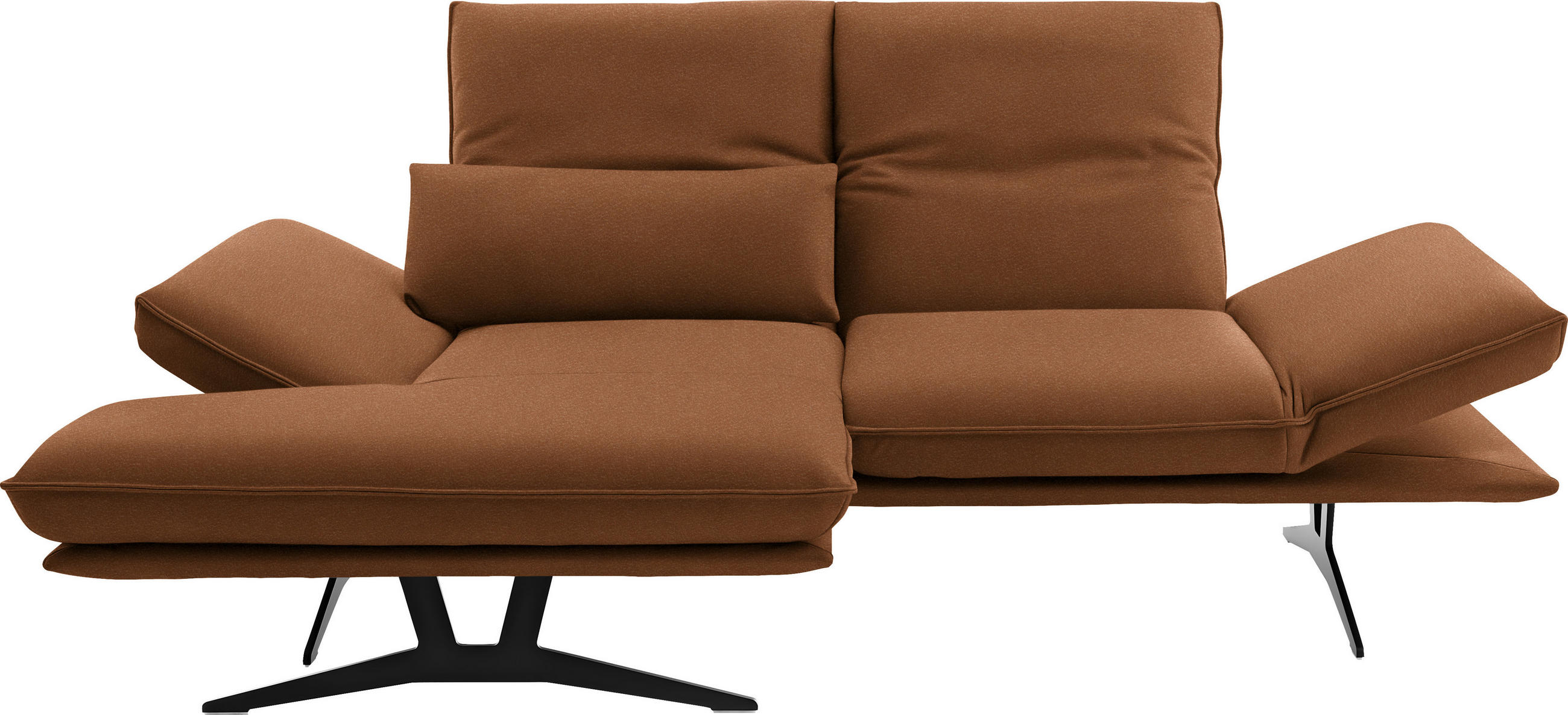 ECKSOFA in Echtleder Hellbraun  - Hellbraun/Gelb, Design, Leder/Metall (130/210cm) - Dieter Knoll