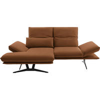 ECKSOFA in Echtleder Hellbraun  - Hellbraun/Gelb, Design, Leder/Metall (130/210cm) - Dieter Knoll
