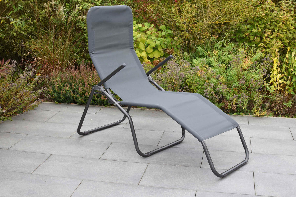 GARTENLIEGE 67/116/154 cm  - Grau, KONVENTIONELL, Textil/Metall (67/116/154cm) - Gardenson