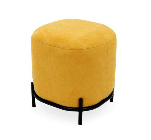 HOCKER in Metall, Textil Gelb, Schwarz  - Gelb/Schwarz, Trend, Textil/Metall (42/46/42cm) - Lomoco