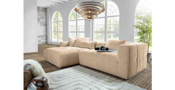 ECKSOFA Schlammfarben Flachgewebe  - Schlammfarben/Schwarz, KONVENTIONELL, Kunststoff/Textil (170/280cm) - Carryhome