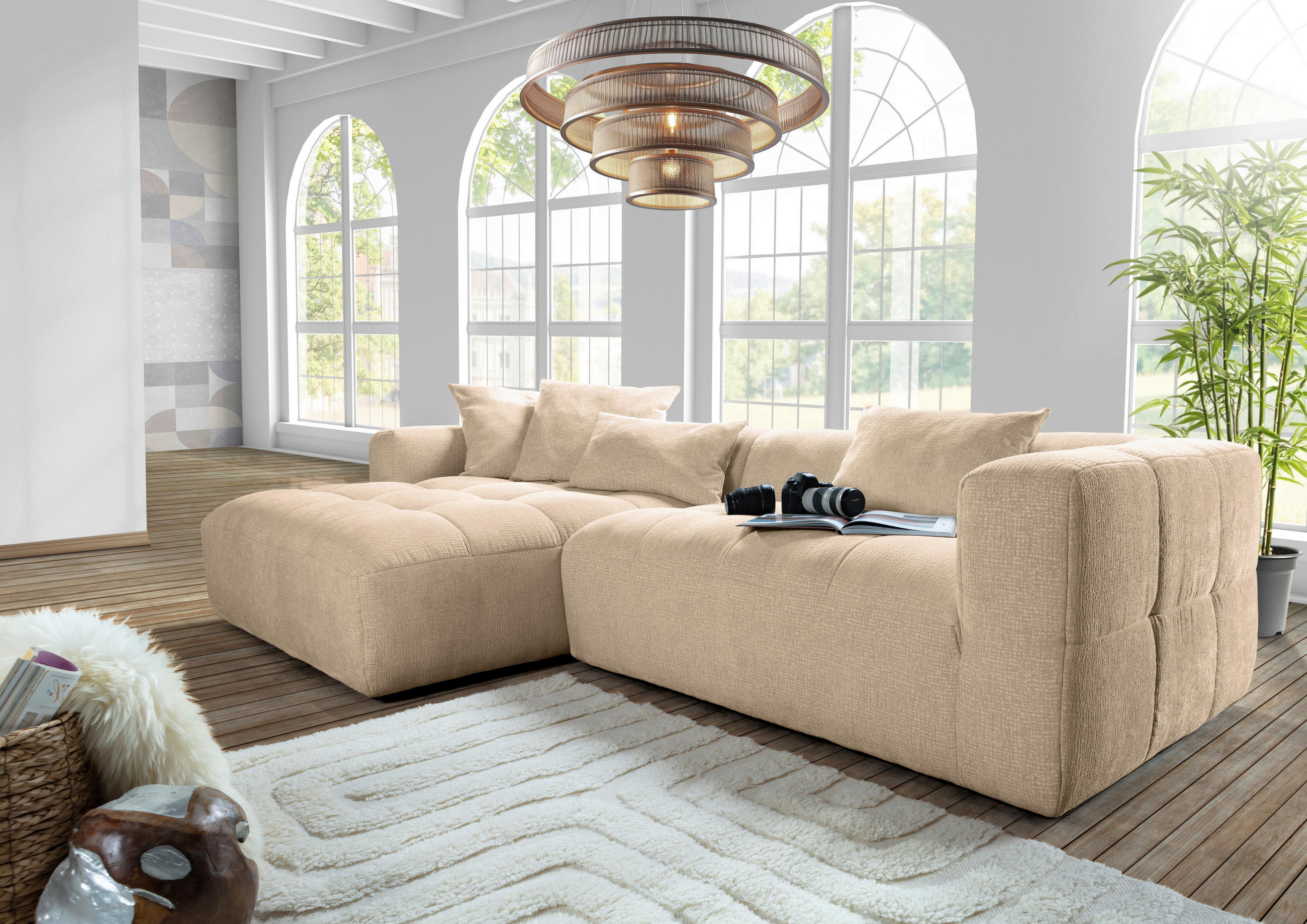 ECKSOFA in Flachgewebe Schlammfarben  170/280 cm  - Schlammfarben/Schwarz, KONVENTIONELL, Kunststoff/Textil (170/280cm) - Carryhome