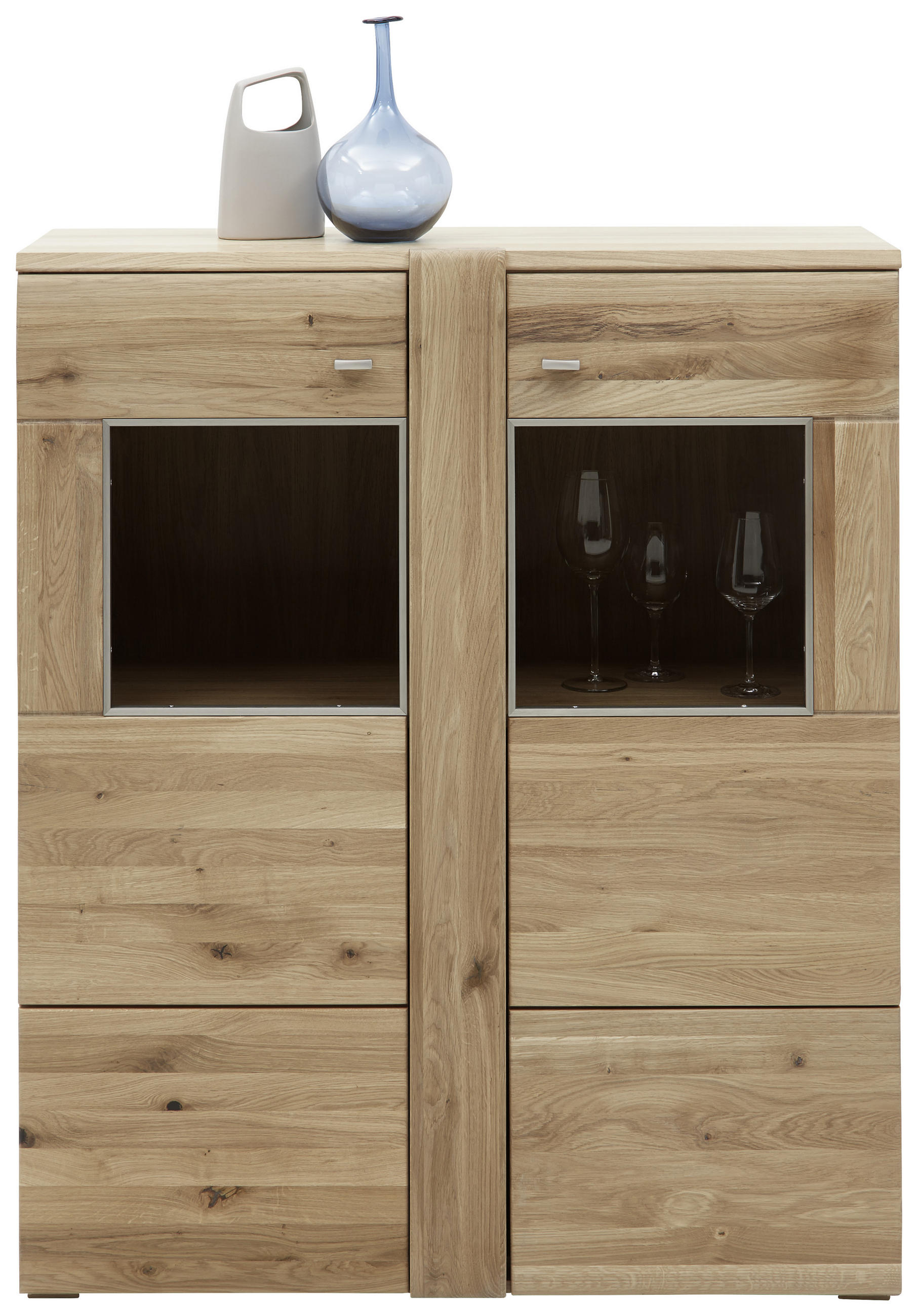 HIGHBOARD Eiche furniert, massiv Eichefarben Colorado  - Eichefarben/Alufarben, KONVENTIONELL, Holz/Holzwerkstoff (101/121/38cm) - Voleo
