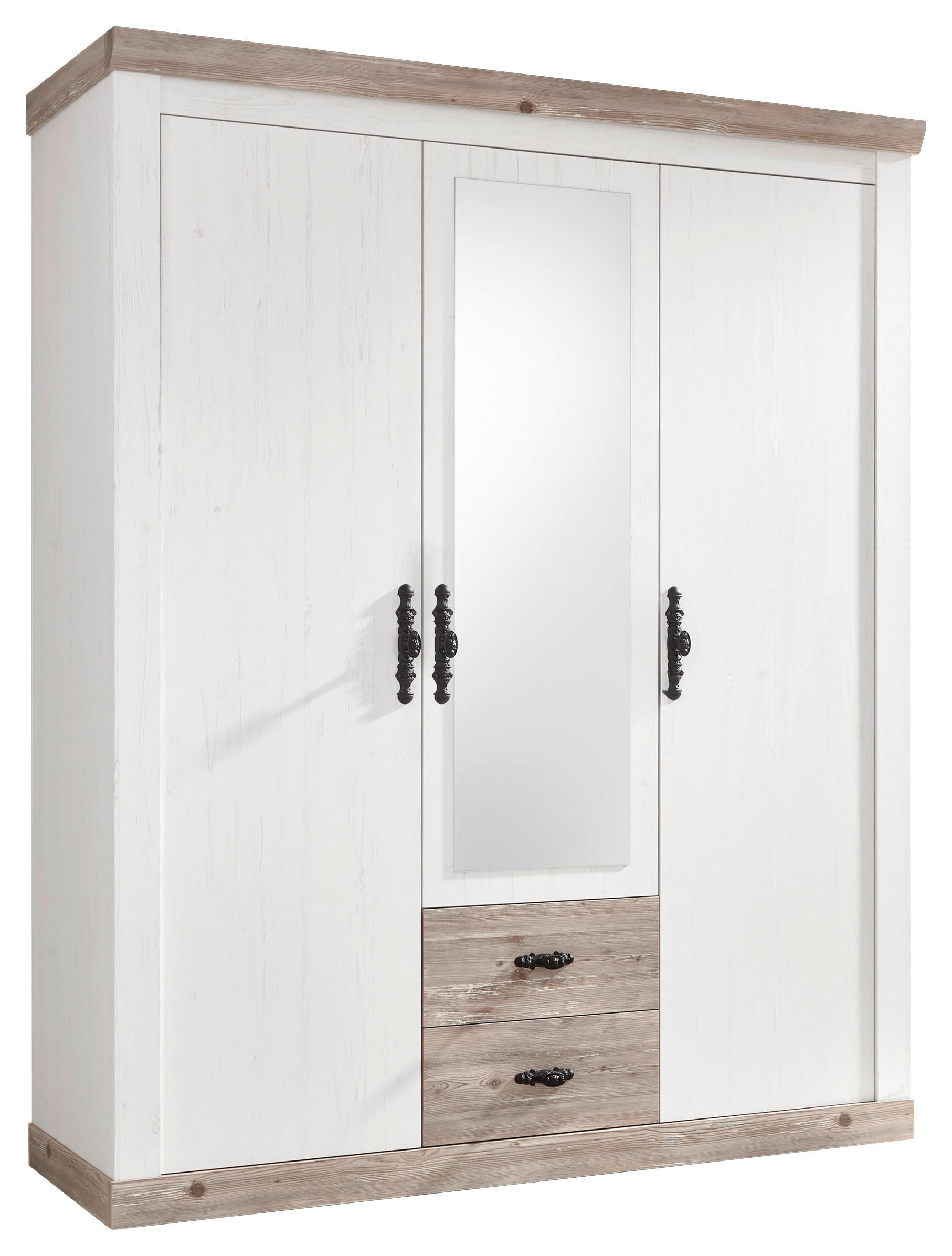 KLEIDERSCHRANK 169/201/60 cm 3-türig Pinienfarben, Hellbraun  - Hellbraun/Schwarz, Design, Holzwerkstoff/Metall (169/201/60cm) - MID.YOU