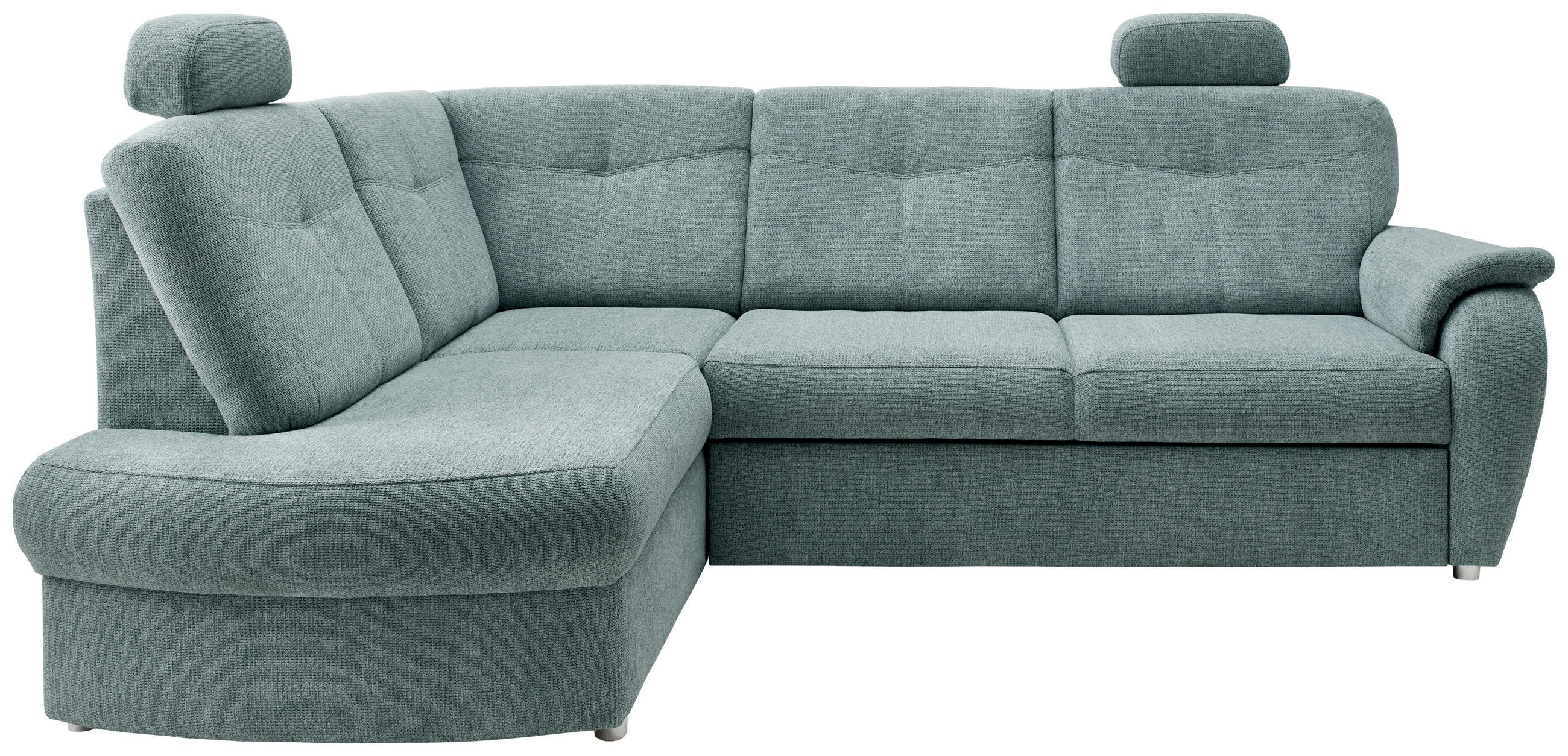 ECKSCHLAFSOFA Chenille Mintgrün  inkl. Bettkasten, Schlaffunktion, Kopfstütze, Liegefläche im Originalstoff  - Chromfarben/Mintgrün, MODERN, Kunststoff/Textil (180/264cm) - Livetastic