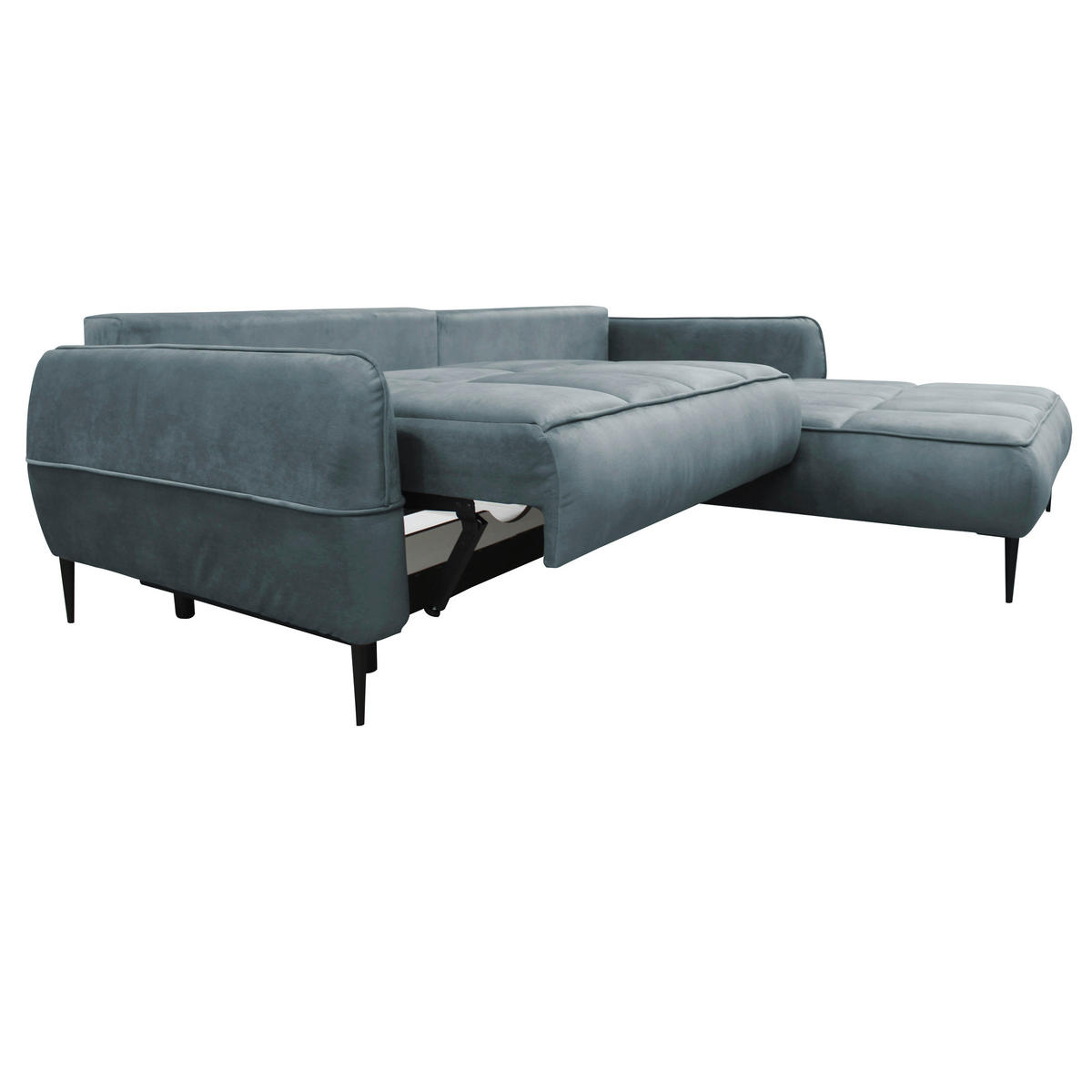 ECKSOFA Blau Velours  - Blau/Schwarz, Design, Textil/Metall (260/189cm) - MID.YOU