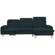 ECKSOFA in Flachgewebe Petrol  - Petrol/Schwarz, LIFESTYLE, Textil/Metall (310/180cm) - Valnatura